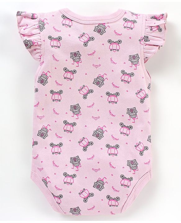 Babyhug 100% Short Sleeves Carriage & Dot Printed Onesies Pack Of 3 - Multicolour