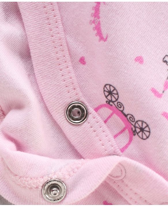 Babyhug 100% Short Sleeves Carriage & Dot Printed Onesies Pack Of 3 - Multicolour