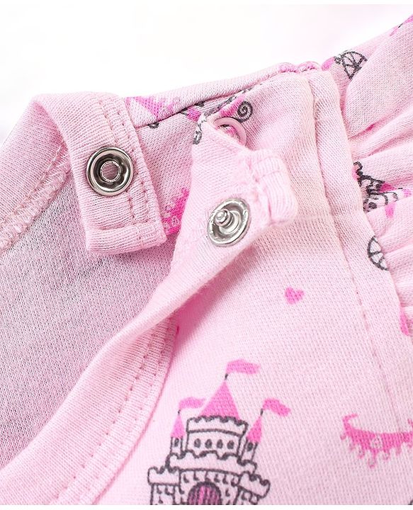 Babyhug 100% Short Sleeves Carriage & Dot Printed Onesies Pack Of 3 - Multicolour
