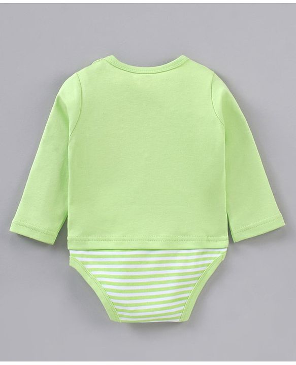 Babyhug 100% Cotton Full Sleeves Onesie Placement Print- Green