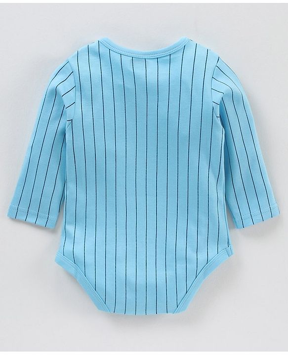 Babyhug 100% Cotton Full Sleeves Stripes Onesies - Blue