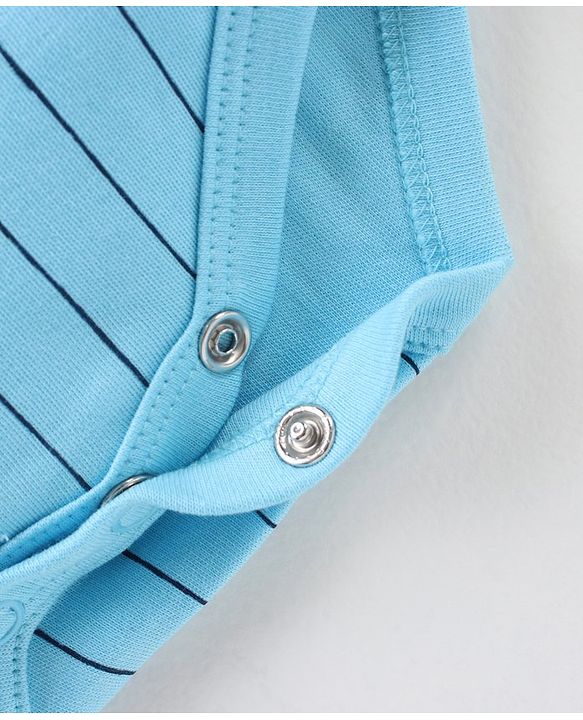 Babyhug 100% Cotton Full Sleeves Stripes Onesies - Blue