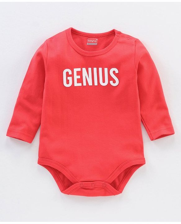 Babyhug 100% Cotton Full Sleeves Onesies - Red