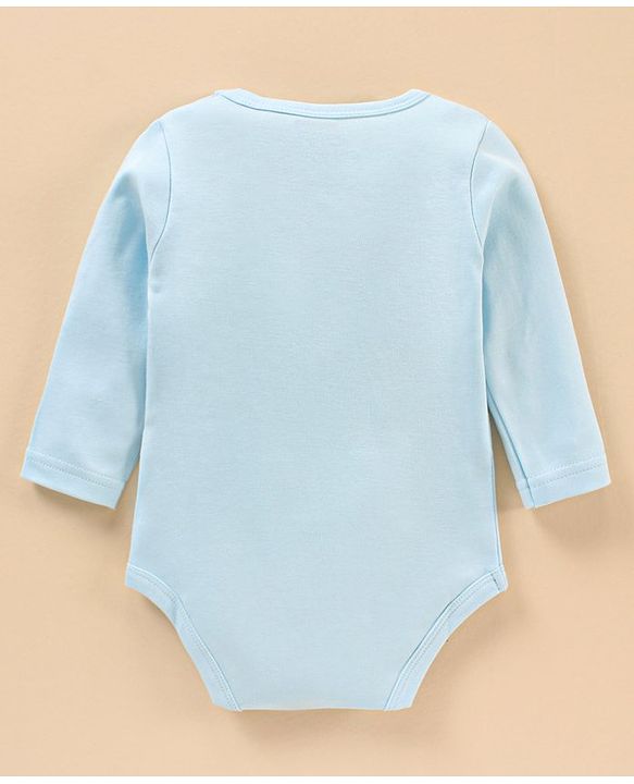 Babyhug 100% Cotton Full Sleeves Onesies Sunglass Mock Print - Blue