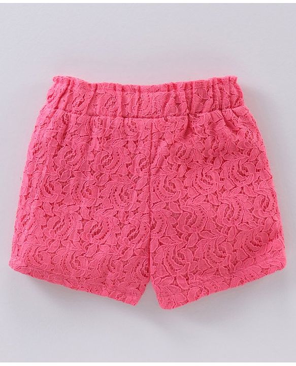 Babyhug Cotton Mid Thigh Length Lace Shorts - Pink