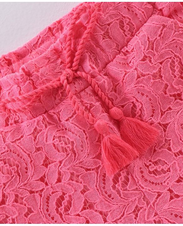 Babyhug Cotton Mid Thigh Length Lace Shorts - Pink