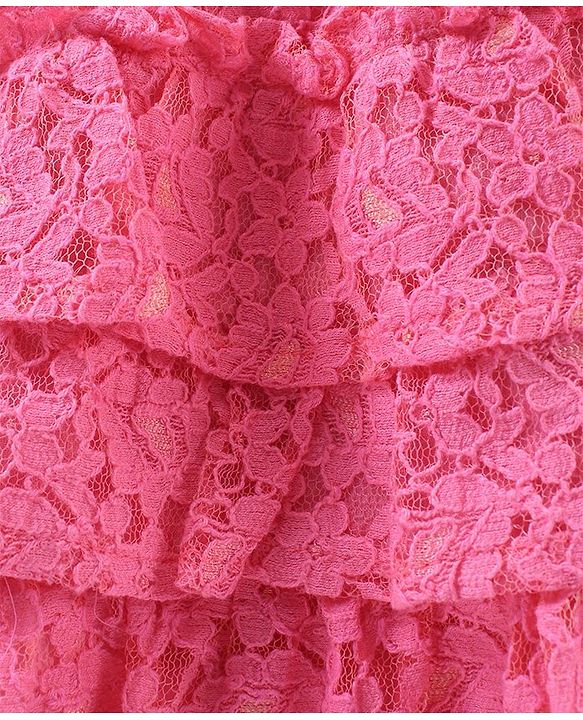 Babyhug Mid Thigh Length Cotton Skirt With Lace Detailing Solid- Pink
