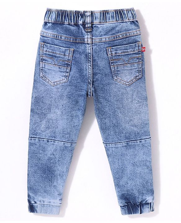 Babyhug Cotton Full Length Stretchable Denim Jeans Solid - Blue