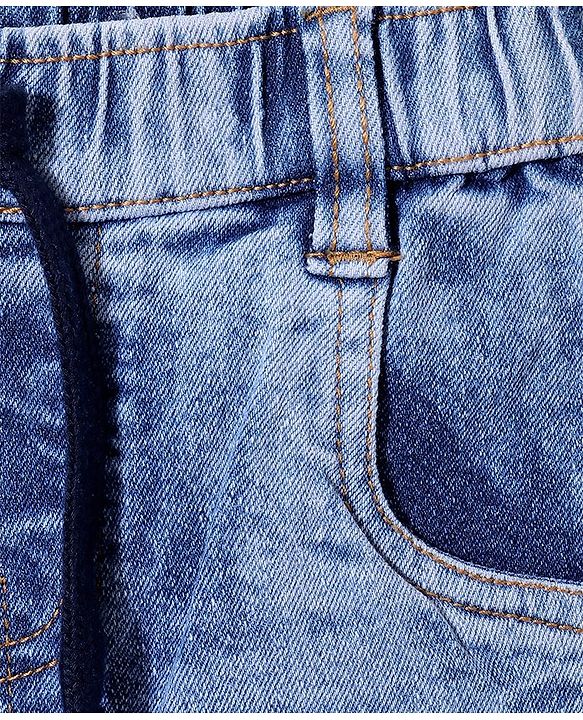 Babyhug Cotton Full Length Stretchable Denim Jeans Solid - Blue