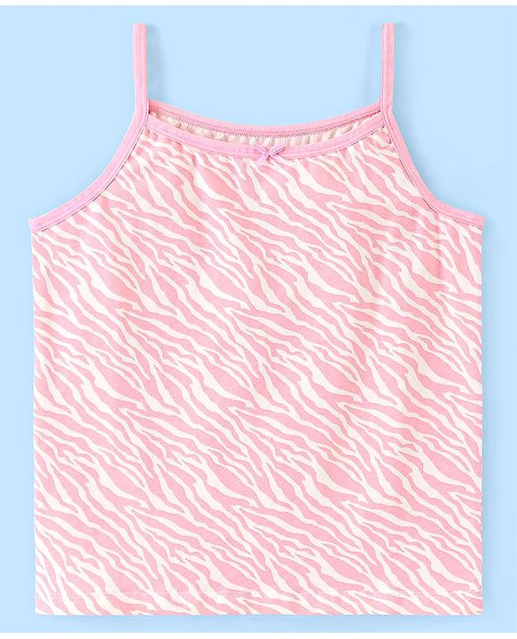 Pine Kids Cotton Stretchable Printed Singlet Slip with Antimicrobial and Bio Wash  Pack of 3 - Light Pink & Purple