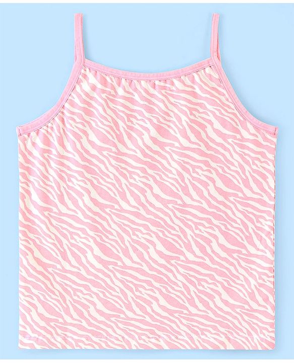 Pine Kids Cotton Stretchable Printed Singlet Slip with Antimicrobial and Bio Wash  Pack of 3 - Light Pink & Purple