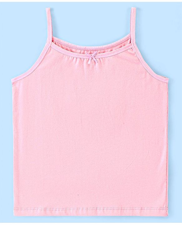 Pine Kids Cotton Stretchable Printed Singlet Slip with Antimicrobial and Bio Wash  Pack of 3 - Light Pink & Purple