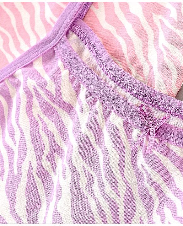 Pine Kids Cotton Stretchable Printed Singlet Slip with Antimicrobial and Bio Wash  Pack of 3 - Light Pink & Purple