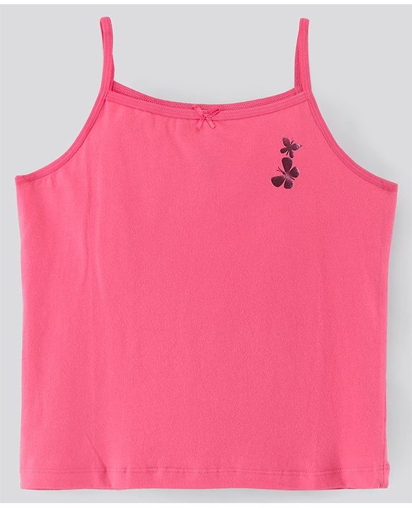 Pine kids Sleeveless Anti Microbial Bio Washed Slips Stripes & Butterfly Print Pack of 3- Multicolor