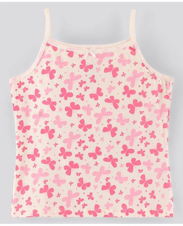 Pine kids Sleeveless Anti Microbial Bio Washed Slips Stripes & Butterfly Print Pack of 3- Multicolor