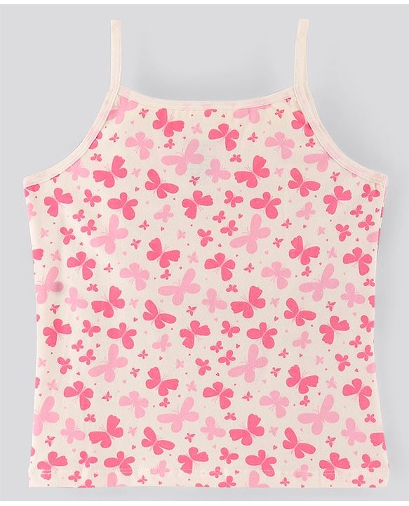 Pine kids Sleeveless Anti Microbial Bio Washed Slips Stripes & Butterfly Print Pack of 3- Multicolor