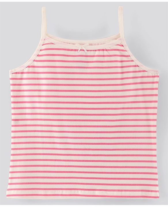 Pine kids Sleeveless Anti Microbial Bio Washed Slips Stripes & Butterfly Print Pack of 3- Multicolor