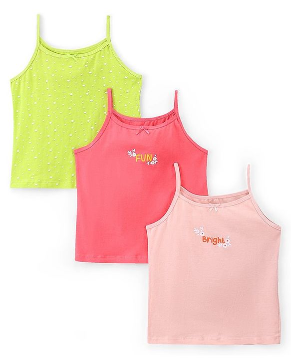 Pine Kids Sleeveless  Anti Microbial & Bio Washed Slips Pack Of 3 - Multicolor