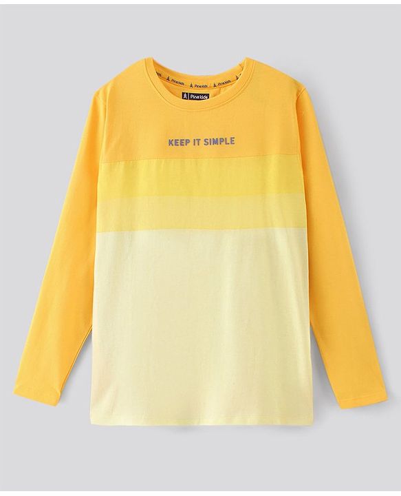 Pine Kids Cotton Full Sleeves Biowashed Night Suit Ombre Print - Yellow