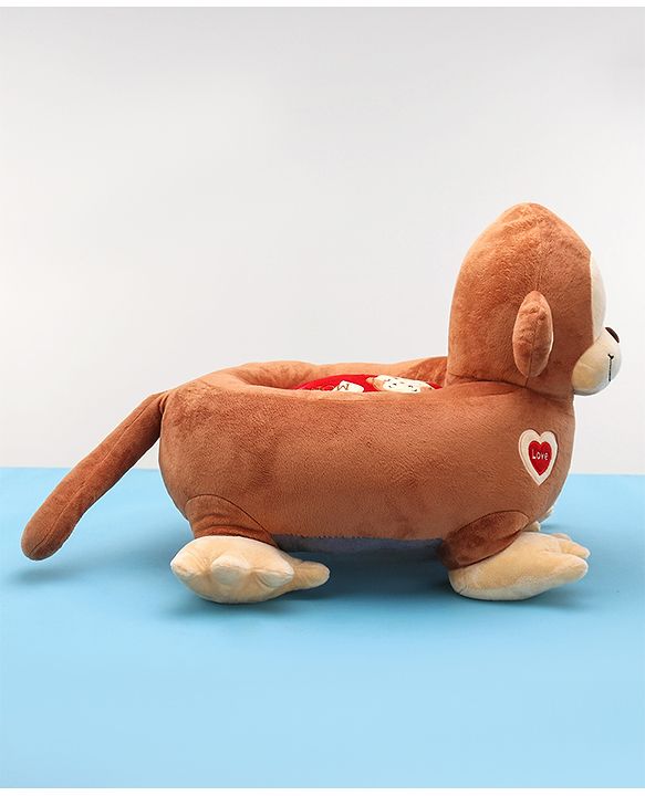 Babyhug Monkey Shaped Sofa Chair Seat - Dark Brown - L 52 x B 50 x H 46 cm Brown