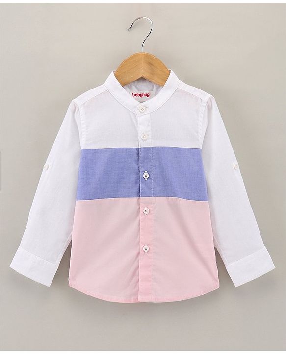 Babyhug Full Sleeves Color Block Print Cut & Sew Shirt - White