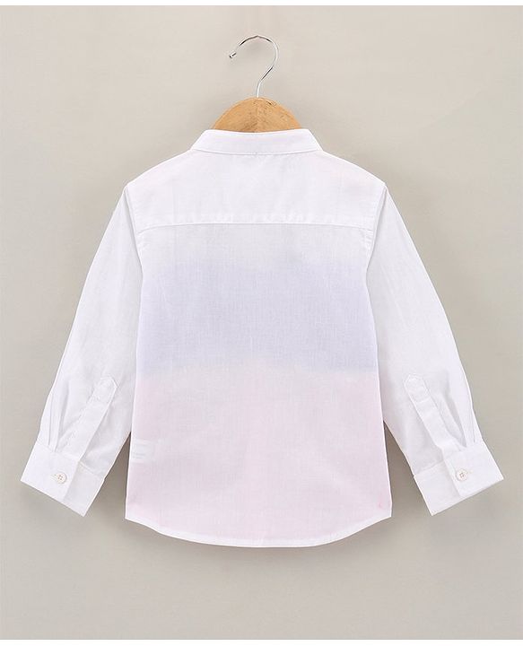 Babyhug Full Sleeves Color Block Print Cut & Sew Shirt - White