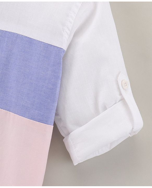 Babyhug Full Sleeves Color Block Print Cut & Sew Shirt - White