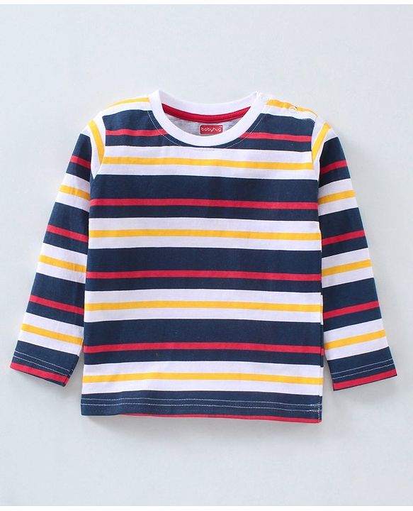 Babyhug Cotton Knit Full Sleeves T-Shirts Stripes & Text Print Pack of 3 - Multicolour