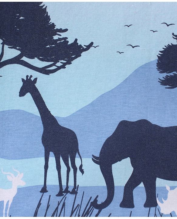 Babyhug Full Sleeves Tee Animal Print - Light Blue