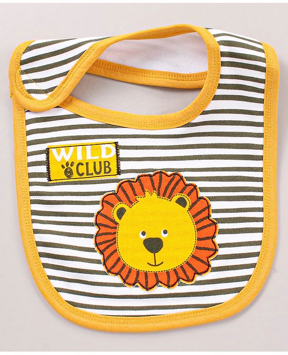 Babyhug Bib Lion Print - Yellow