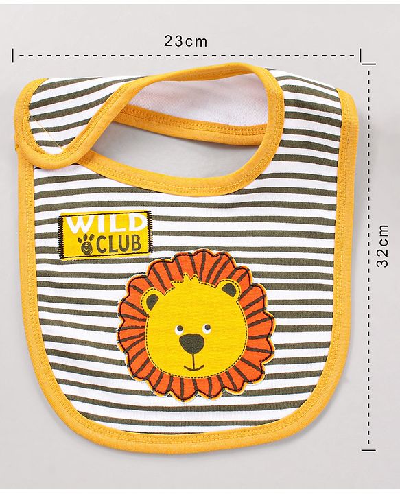 Babyhug Bib Lion Print - Yellow