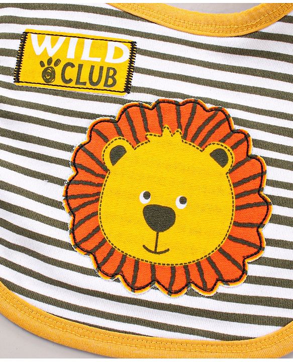 Babyhug Bib Lion Print - Yellow