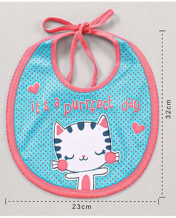 Babyhug Bib Kitty Patch - Blue Pink