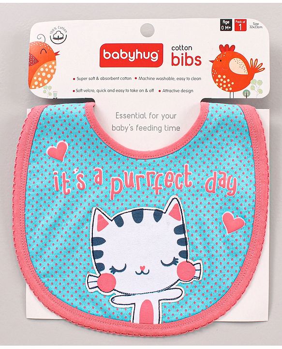 Babyhug Bib Kitty Patch - Blue Pink