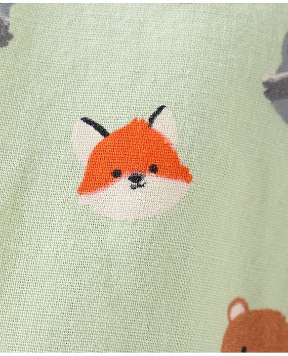 Babyhug Cotton Woven Full Sleeves Shirt With Inner Tee Bear Face - Green