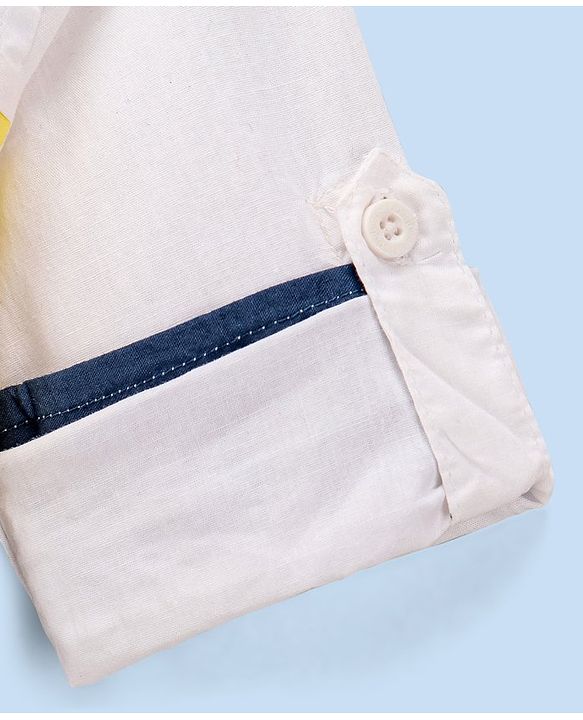 Babyhug Cotton Full Sleeves Shirt Color Block - White Blue