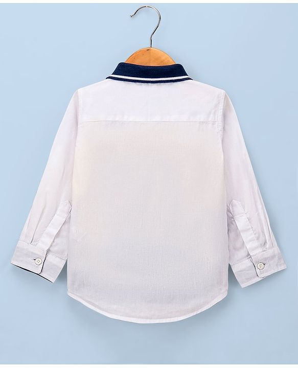 Babyhug Cotton Full Sleeves Shirt Color Block - White Blue