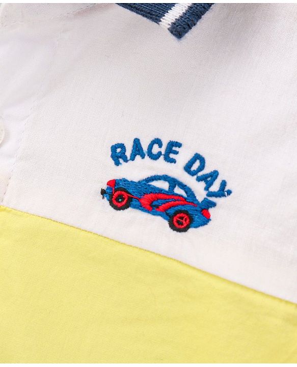 Babyhug Cotton Full Sleeves Shirt Color Block - White Blue