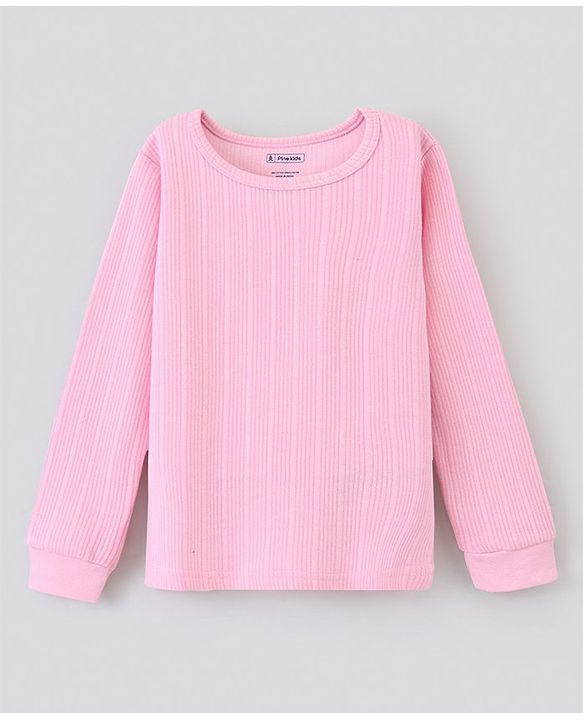 Pine Kids Full Sleeves Bio Washed Thermal Vest - Pink