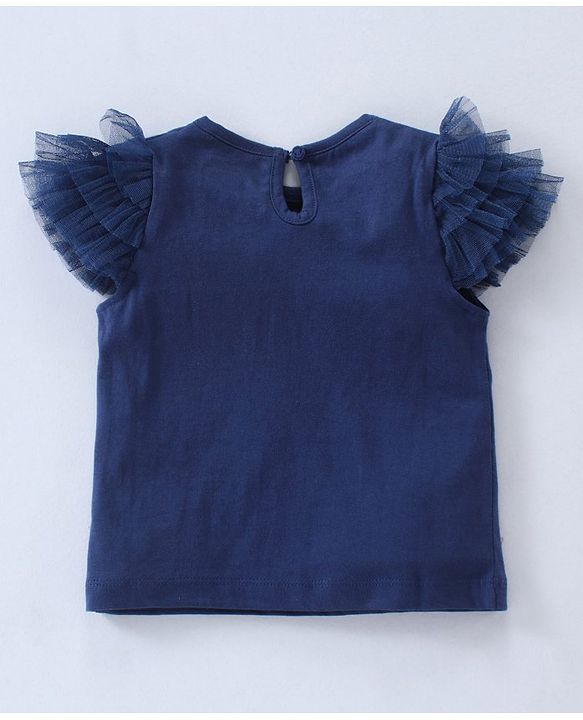 Babyhug Half Sleeves Top & Skirt Mermaid Print - Navy Pink