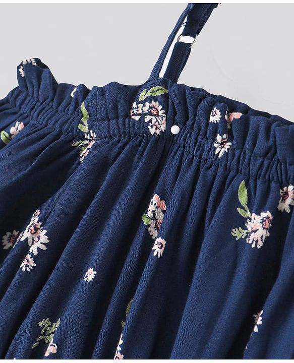 Pine Kids Half Sleeves All Over Printed Frock - Navy Blue