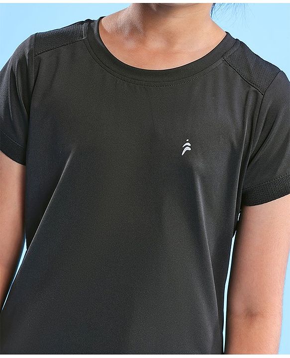 Pine Active Skin Friendly & Breathable Half Sleeves Sportswear T-Shirt - Black