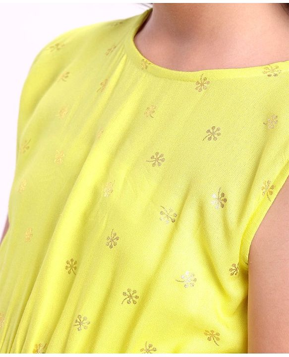 Pine Kids Sleeveless A Line Ethnic Dress Floral Print - Lime Punch
