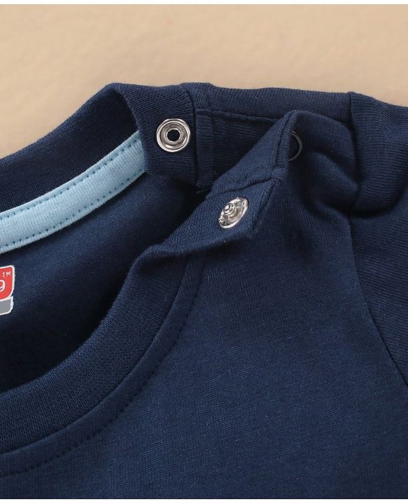 Babyhug Cotton Knit Half Sleeves T Shirt Printed - Navy Red