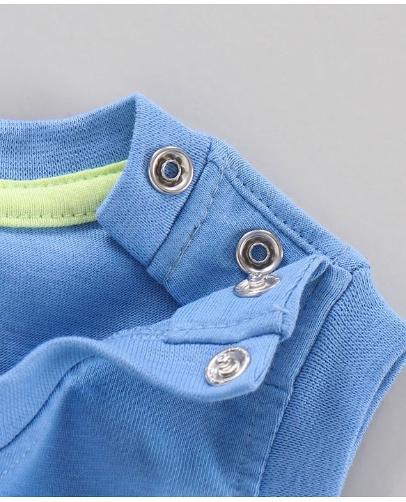 Babyhug Cotton Sleeveless T-Shirt Colour Blocked - White Melange & Blue