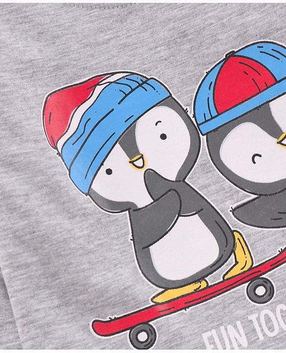 Babyhug Full Sleeves T-Shirt Penguins Print - Grey