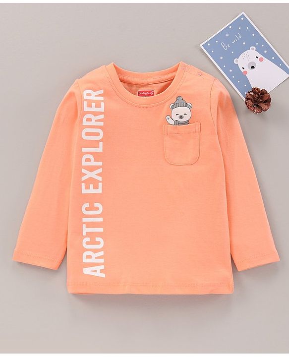Babyhug Full Sleeves T-Shirt Graphicprint - Peach