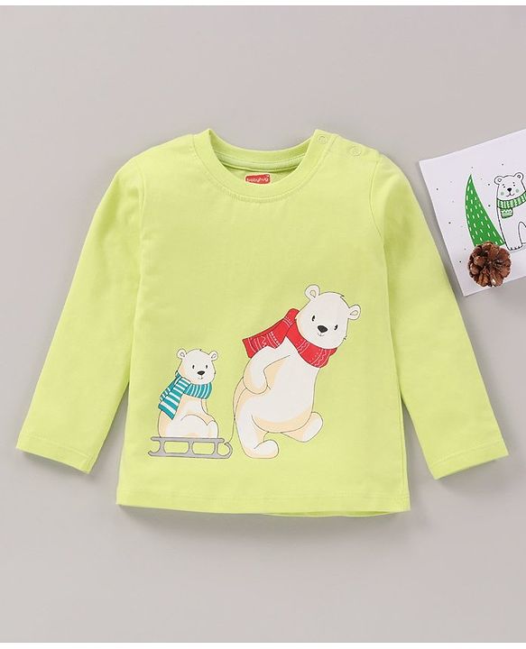 Babyhug Full Sleeves T-Shirt Bears Print - Lime Green