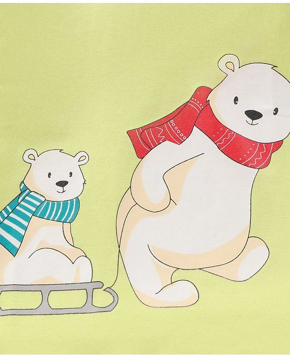 Babyhug Full Sleeves T-Shirt Bears Print - Lime Green
