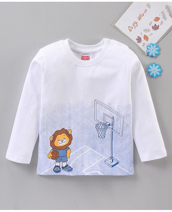 Babyhug Full Sleeves T-Shirt Multiprint - Blue White